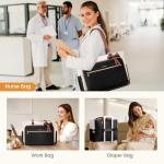 LOVEVOOK Teacher Tote Bag for Women, Work Laptop Bag Gift with Large Cup Holder, Quilted Nurse Bag Diaper Tote with Multi-Pockets, Large Computer Handbag Purse for Bussiness Travel, Office, College