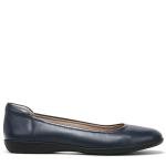 Navy Leather Slip-On Ballet Flats for Women