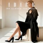 IDIFU Women's IN4 Chunky-HI Block High Heels Closed Pointed Toe Pumps Dress Office Shoes for Women (Black Pu, 7.5 M US)