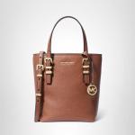 Michael Kors Quinn Extra Small Tote Crossbody Bag, Gold-Tone Hardware/Pebble Leather/Luggage