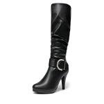 DREAM PAIRS Knee High Boots for Women Sexy Pointed Toe Stiletto High Heel Boots, Fashion & Classic Dress Boots,Size 8,Black/Pu,PARIS