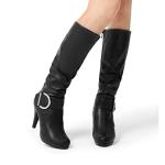 DREAM PAIRS Knee High Boots for Women Sexy Pointed Toe Stiletto High Heel Boots, Fashion & Classic Dress Boots,Size 8,Black/Pu,PARIS