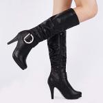 DREAM PAIRS Knee High Boots for Women Sexy Pointed Toe Stiletto High Heel Boots, Fashion & Classic Dress Boots,Size 8,Black/Pu,PARIS