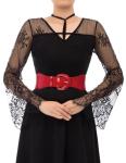 Retro Patchwork Apparel Belts for Dresses - Red