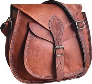 Rustic Town Small Brown Leather Crossbody Bag