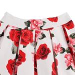 Women's Vintage White-Rose A-line Pleated Midi Skirt