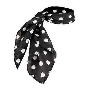 Sheer Black Polka Dot Chiffon Scarf - Vintage Style