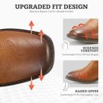 Rollda Cowgirl Boots Cowboy Boots for Women Square Toe Mid Calf Western Boots Ladies Fashion Boots with Chunky Heel Brown Size 9