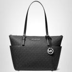 Michael Kors Jet Set East West Tote, Silver-Tone Hardware/Black