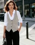 GRACE KARIN Brown Plaid Sleeveless Dressy Jacket