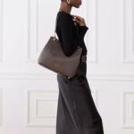 Michael Kors Kensington Large Shoulder Bag Tote Bag, Gold-Tone Hardware/MK Signature Coated Twill/Brown/Black