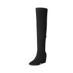 DREAM PAIRS Women's Pointed Toe Thigh High Over the Knee Boots Tall Chunky Blocked Heel Fall Long Fashion Sexy Boots,Size 8,Black-Suede,DWUMOB2506