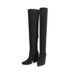DREAM PAIRS Women's Pointed Toe Thigh High Over the Knee Boots Tall Chunky Blocked Heel Fall Long Fashion Sexy Boots,Size 8,Black-Suede,DWUMOB2506