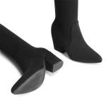 DREAM PAIRS Women's Pointed Toe Thigh High Over the Knee Boots Tall Chunky Blocked Heel Fall Long Fashion Sexy Boots,Size 8,Black-Suede,DWUMOB2506