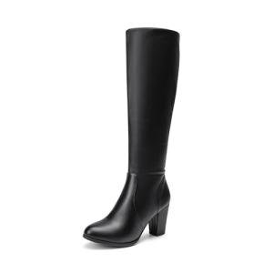 DREAM PAIRS Women's Chunky Heel Knee High Boots,Size 8.5,Black/Pu,MIDLEG