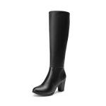 DREAM PAIRS Women's Chunky Heel Knee High Boots,Size 8.5,Black/Pu,MIDLEG