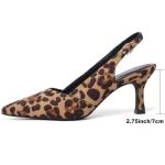 Mostrin Leopard Kitten Heels for Women Slingback Pointed Closed Toe Heels Women's Pumps Dress Pumps Shoes for Wedding, Party, Commuting Size 7.5
