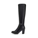 DREAM PAIRS Women's Chunky Heel Knee High Boots,Size 8.5,Black/Pu,MIDLEG