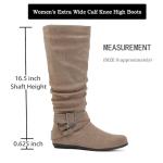 Luoika Women's Extra Wide Calf Knee High Slouchy Boots, Wide Width Tall Boots with Flat Heel Side Zipper.241038 Beige 8.5XW