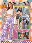 Purple Flare Pants - 70s Retro Festival Trousers
