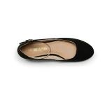 DREAM PAIRS Women's Dress Flats Ballet Low Wedge Round Toe Ankle Strap Comfortable Casual Flats Shoes,Size 9.5,Black/Suede,REVONA