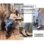 Athlefit Women's Chelsea Ankle Boots Platform Slip On Chunky Heel Lug Sole Leather Booties Black 8