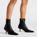 Goiphrri Black Ankle Boots for Women Stiletto High Heel Boot Pointed Toe Short Booties Side Zipper Dress Kitten Heel Booties Elastic Fashion Trendy Fall Boots Size 8.5