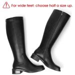Lumeheel Black Knee High Boots for Women - Low Heel Square Toe Fall Tall Boots with Side Zipper B 8