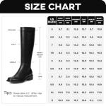 Lumeheel Black Knee High Boots for Women - Low Heel Square Toe Fall Tall Boots with Side Zipper B 8
