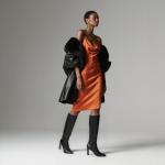 VIUGJNEX Womens Black Boots Chunky Heel Knee High Boots For Women Block High Heel Long Tall Heeled Black Boot Side Zipper Pointed Toe Faux Leather Boot For Women 2025 Trendy Fall Size 8