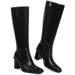Grakihily Womens Black Boots Wide Calf Boots for Women Tall Boot Leather Long Square Toe Chunky Heel Fashion Dress Boot with Side Zipper,Size, 9