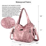 Purses and Handbags Women Fashion Tote Bag Shoulder Bags Top Handle Satchel Purses Washed Synthetic Leather Handbag Retro Pink 13.8 * 4.7 * 11.8 inches