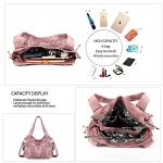 Purses and Handbags Women Fashion Tote Bag Shoulder Bags Top Handle Satchel Purses Washed Synthetic Leather Handbag Retro Pink 13.8 * 4.7 * 11.8 inches