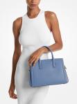 Michael Kors Laila Medium Satchel, Gold-Tone Hardware/Embossed Goat Leather/French Blue