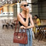 Banuce Full Grain Italian Leather Purses for Women Satchel Handbags with Tassel Twist Lock Detachable and Adjustable Strap Vintage Stylish Brown