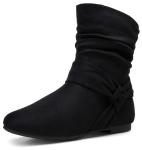 Vepose Women’s Slouch Ankle Flat Boots, Black Suede Short Low Heel Zipper 939A Booties, Size 8.5M US, (CJY939A Black 08.5)