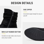 Vepose Women’s Slouch Ankle Flat Boots, Black Suede Short Low Heel Zipper 939A Booties, Size 8.5M US, (CJY939A Black 08.5)