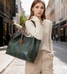 myfriday Casual Faux Leather Tote Hobo Bag for Women, Soft Shoulder Bag Crossbody Satchel Purse and Handbag (Green)
