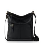 The Sak Womens Iris Crossbody in Leather Casual Purse With Adjustable Strap Zipper Pockets, Black, One Size US