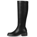Lumeheel Black Knee High Boots for Women - Low Heel Square Toe Fall Tall Boots with Side Zipper B 9