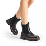 DREAM PAIRS Women's Chelsea Ankle Boots Square Toe Fashion Low Heel Lug Sole Platform Fall Booties Shoes,Size 8.5,Black-Pu,SDAB2412W