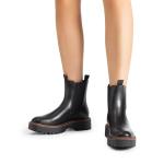 DREAM PAIRS Women's Chelsea Ankle Boots Square Toe Fashion Low Heel Lug Sole Platform Fall Booties Shoes,Size 8.5,Black-Pu,SDAB2412W