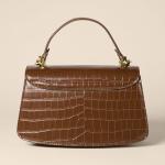 Amazon Essentials Women's Top Handle Handbag, Tan Faux Crocodile, One Size