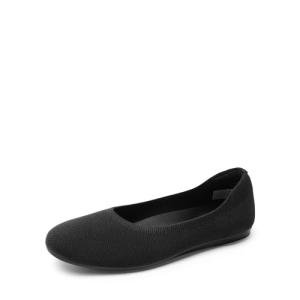 DREAM PAIRS Wide Ballet Flats Shoes for Women, Width Foldable Knit Women's Flats with Arch Support, Comfortable Shoes for Women Dressy Casual Work Office,Size 9.5W,Black-Knit,DWUWFA2403