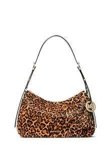 Michael Kors Nolita Medium Top Zip Convertible Shoulder, Gold-Tone Hardware/Cheetah Haircalf/Marigold