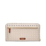 Fossil Women's Logan Leather RFID-Blocking Zip Around Clutch Wallet with Wristlet Strap