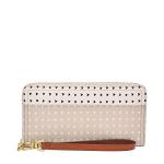 Fossil Women's Logan Leather RFID-Blocking Zip Around Clutch Wallet with Wristlet Strap