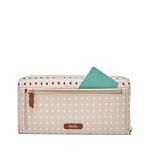 Fossil Women's Logan Leather RFID-Blocking Zip Around Clutch Wallet with Wristlet Strap