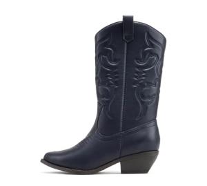 Soda Reno Women Western Cowboy Pointed Toe Knee High Pull On Tabs Boots (Navy, US Footwear Size System, Adult, Women, Numeric, Medium, 9.5)