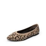 DREAM PAIRS Women's Knit Ballet Dressy Flats Comfortable Washable Flexible Breathable Casual Classic Work Office Walk Pointed Toe Flats,Size 8,Leopard,SDFA26003W
